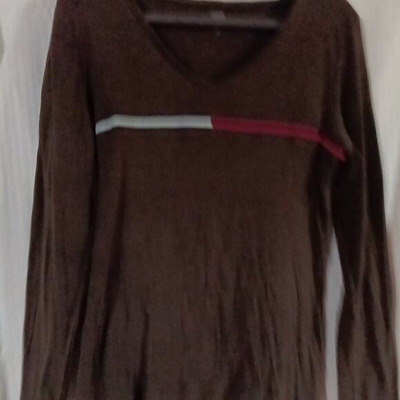 Tommy Hilfiger 1990s Vintage Brown Long Sleeve 100% Cotton Large Y2k - Picture 1 of 6